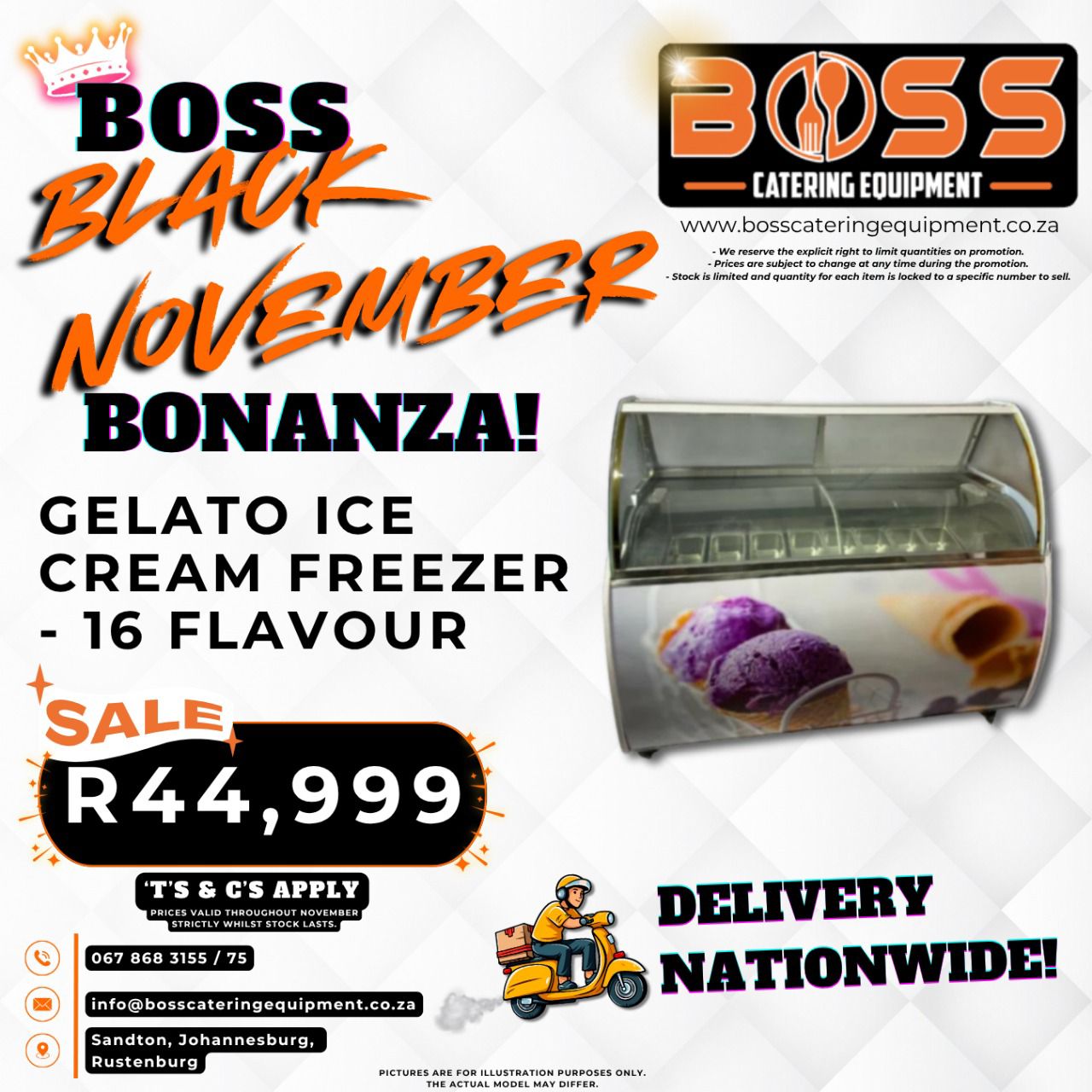 Gelato Freezer - 16 Flavour - Floor Standing (1.5M) - *BLACK FRIDAY*