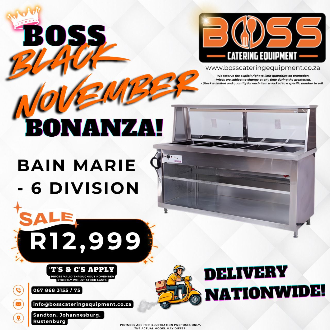 6 Division Bain Marie With Glass (Floor Standing) - *BLACK FRIDAY*
