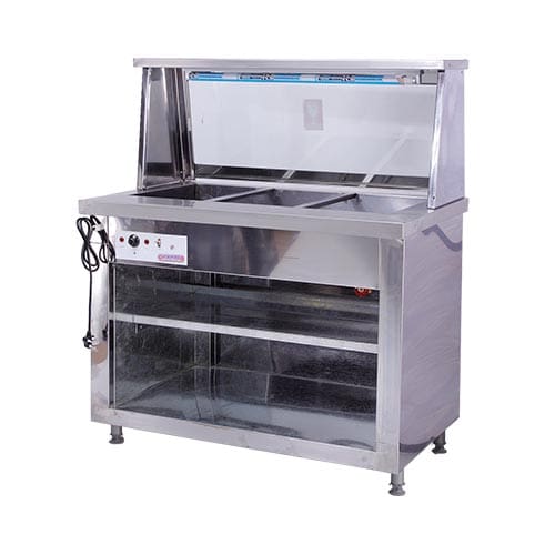 3 Divison Electric Bain Marie With Sneeze Guard (Floor Standing)