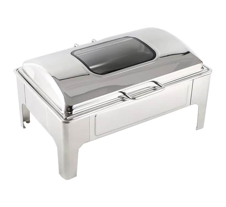Silver Flat Chafing Dish - With Window (Rectangular)