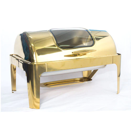 Gold Rectangular Chafing Dish - With Window