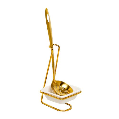 2 X Serving Spoon With Holder - GOLD