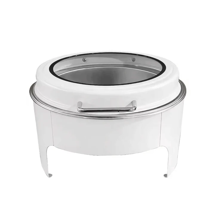 White Chafing Dish 13LT - Flat Round